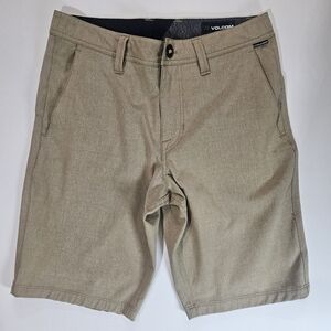 Volcom Mens Shorts Size 28 Beige Khaki Surf & Turf 4 Way Stretch Skater Style‎